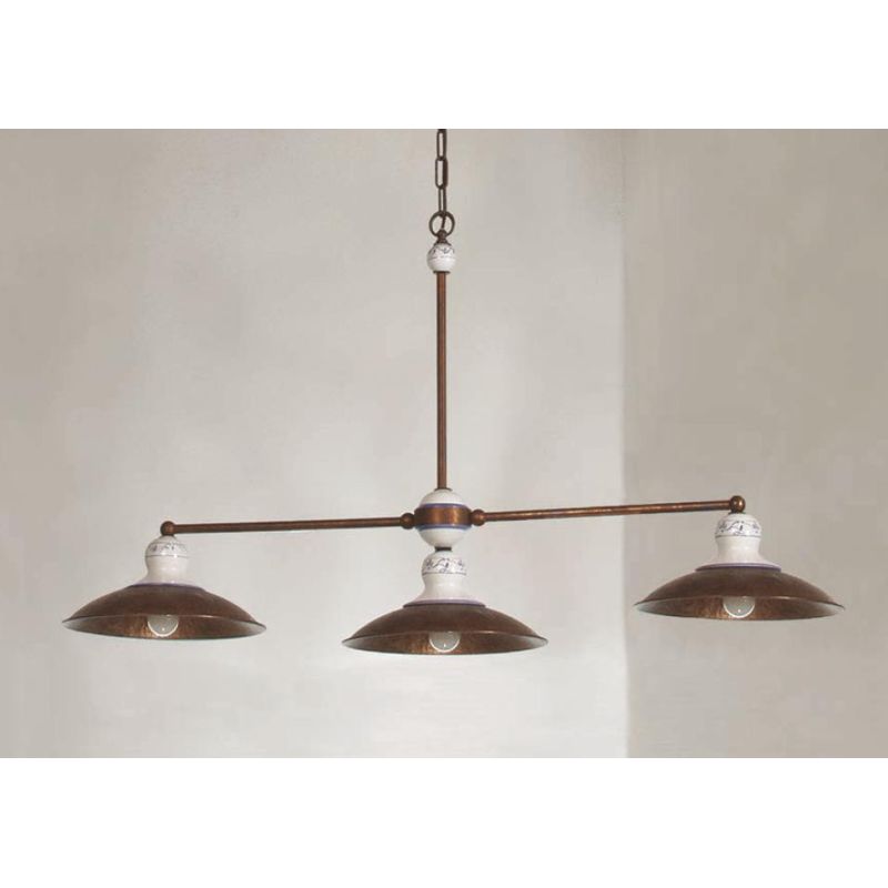 BILANCIERE A 3 LUCI STILE RUSTICO IN OTTONE INVECCHIATO MADE IN ITALY DELLA IMAS IMAS - Cristalensi Shop Online