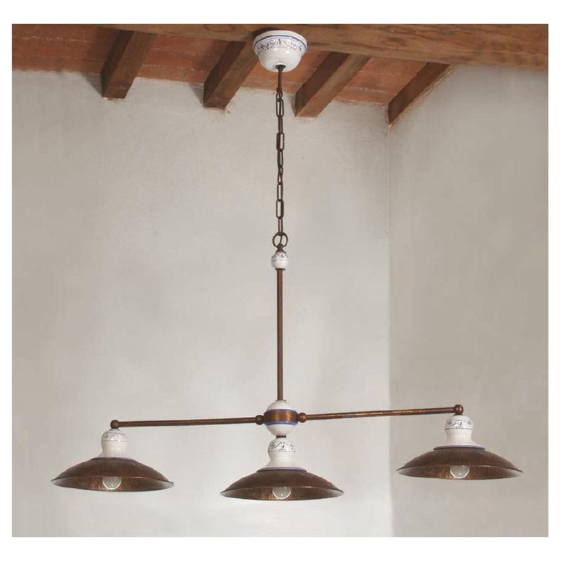 BILANCIERE A 3 LUCI STILE RUSTICO IN OTTONE INVECCHIATO MADE IN ITALY DELLA IMAS IMAS - Cristalensi Shop Online