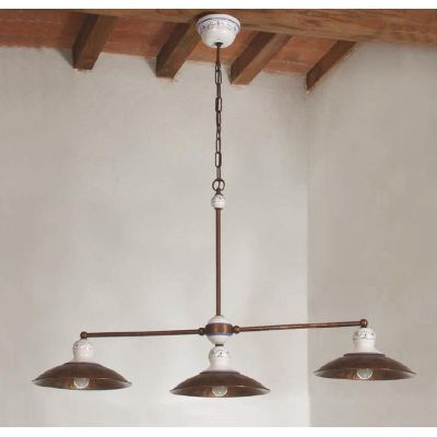 BILANCIERE A 3 LUCI STILE RUSTICO IN OTTONE INVECCHIATO MADE IN ITALY DELLA IMAS IMAS - Cristalensi Shop Online