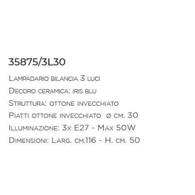 BILANCIERE A 3 LUCI STILE RUSTICO IN OTTONE INVECCHIATO MADE IN ITALY DELLA IMAS IMAS - Cristalensi Shop Online