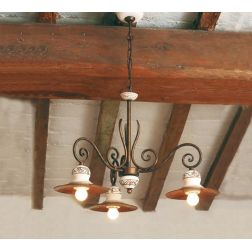 SOSPENSIONE A 3 LUCI IN STILE RUSTICO IN FERRO FORGIATO A MANO IN ITALIA DALLA IMAS IMAS - Cristalensi Shop Online
