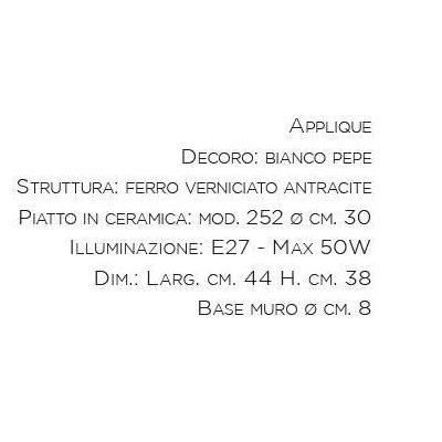 APPLIQUE IN STILE RUSTICO IN TERRACOTTA E FERRO FORGIATO A MANO IN ITALIA DELLA IMAS IMAS - Cristalensi Shop Online
