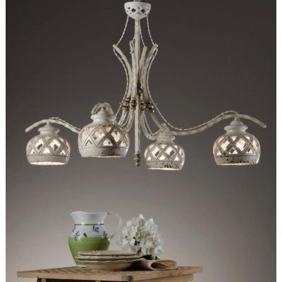 LAMPADARIO 4 LUCI IN TERRACOTTA INTAGLIATA E DECORATA A MANO MADE IN ITALY DELLA IMAS IMAS - Cristalensi Shop Online