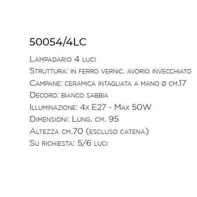LAMPADARIO 4 LUCI IN TERRACOTTA INTAGLIATA E DECORATA A MANO MADE IN ITALY DELLA IMAS IMAS - Cristalensi Shop Online