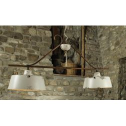 BILANCIERE 2 LUCI IN OTTONE CON CAMPANE IN TERRACOTTA DECORATA A MANO MADE IN ITALY DELLA IMAS IMAS - Cristalensi Shop Online