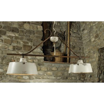 BILANCIERE 2 LUCI IN OTTONE CON CAMPANE IN TERRACOTTA DECORATA A MANO MADE IN ITALY DELLA IMAS IMAS - Cristalensi Shop Online