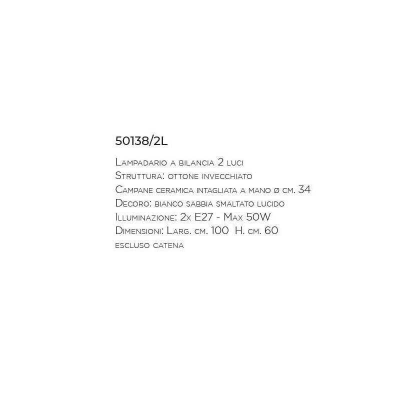 BILANCIERE 2 LUCI IN OTTONE INVECCHIATO CON CAMPANE TRAFORATE IN TERRACOTTA MADE IN ITALY DELLA IMAS IMAS - Cristalensi Shop Onl