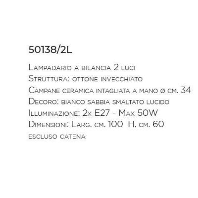 BILANCIERE 2 LUCI IN OTTONE INVECCHIATO CON CAMPANE TRAFORATE IN TERRACOTTA MADE IN ITALY DELLA IMAS IMAS - Cristalensi Shop Onl