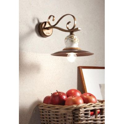 APPLIQUE CON PIATTO IN OTTONE E TERRACOTTA IN STILE RUSTICO PRODOTTO IN ITALIA DALLA IMAS IMAS - Cristalensi Shop Online