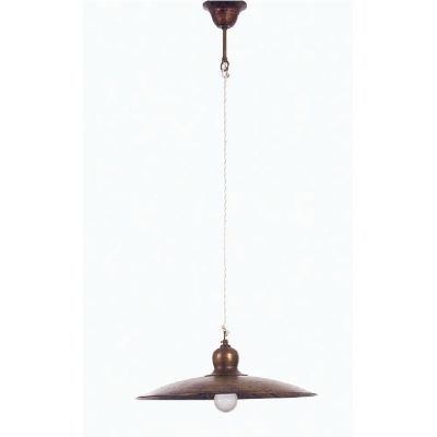 SOSPENSIONE SINGOLA IN STILE RUSTICO CON PIATTO IN OTTONE INVECCHIATO MADE IN ITALY DELLA IMAS IMAS - Cristalensi Shop Online
