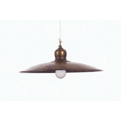 SOSPENSIONE SINGOLA IN STILE RUSTICO CON PIATTO IN OTTONE INVECCHIATO MADE IN ITALY DELLA IMAS IMAS - Cristalensi Shop Online