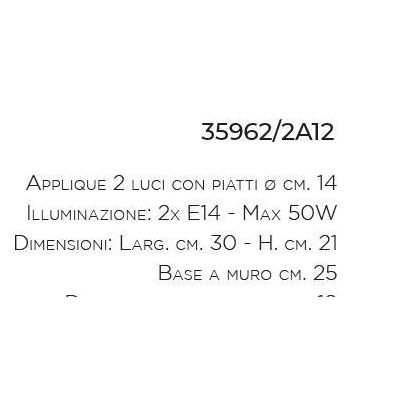 APPLIQUE 2 LUCI IN FERRO BATTUTO CON SNODI MADE IN ITALY DELLA IMAS IMAS - Cristalensi Shop Online