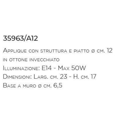 APPLIQUE IN OTTONE INVECCHIATO CON PIATTO D12 MADE IN ITALY DELLA IMAS IMAS - Cristalensi Shop Online