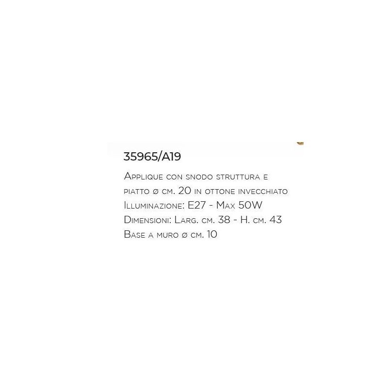 APPLIQUE CON PIATTO D20 IN OTTONE INVECCHIATO MADE IN ITALY DELLA IMAS IMAS - Cristalensi Shop Online