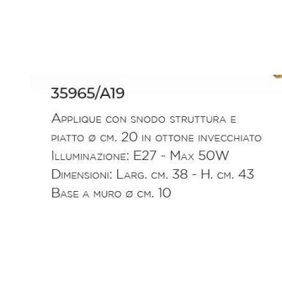 APPLIQUE CON PIATTO D20 IN OTTONE INVECCHIATO MADE IN ITALY DELLA IMAS IMAS - Cristalensi Shop Online