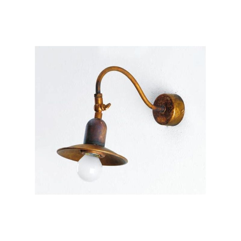 LAMPADA DA PARETE IN OTTONE INVECCHIATO PIATTO D14 CON SNODO MADE IN ITALY IMAS - Cristalensi Shop Online