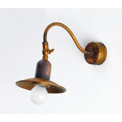 LAMPADA DA PARETE IN OTTONE INVECCHIATO PIATTO D14 CON SNODO MADE IN ITALY IMAS - Cristalensi Shop Online