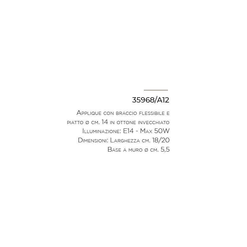 APPLIQUE CON BRACCIO FLESSIBILE IN OTTONE INVECCHIATO PRODOTTO IN ITALIA DALLA IMAS IMAS - Cristalensi Shop Online