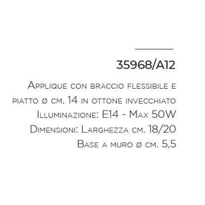 APPLIQUE CON BRACCIO FLESSIBILE IN OTTONE INVECCHIATO PRODOTTO IN ITALIA DALLA IMAS IMAS - Cristalensi Shop Online