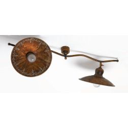 PLAFONIERA 2 LUCI CON PIATTI IN OTTONE DECORATI A MANO CON SNODI MADE IN ITALY DELLA IMAS IMAS - Cristalensi Shop Online