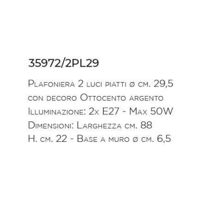 PLAFONIERA 2 LUCI CON PIATTI IN OTTONE DECORATI A MANO CON SNODI MADE IN ITALY DELLA IMAS IMAS - Cristalensi Shop Online