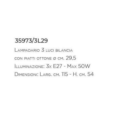 BILANCIERE 3 LUCI IN OTTONE INVECCHIATO MADE IN ITALY DELLA IMAS IMAS - Cristalensi Shop Online