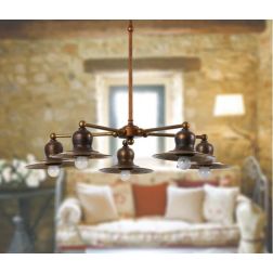 LAMPADARIO 5 LUCI IN OTTONE INVECCHIATO MADE IN ITALY DELLA IMAS IMAS - Cristalensi Shop Online