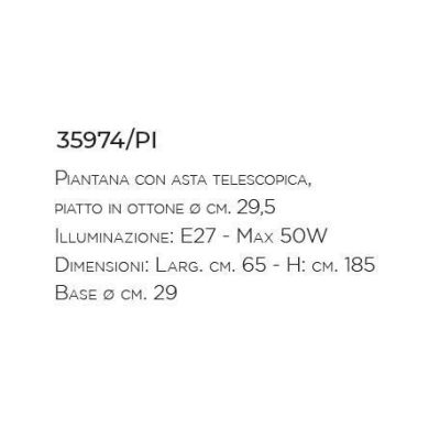 PIANTANA IN OTTONE INVECCHIATO CON ASTA TELESCOPICA MADE IN ITALY DELLA IMAS IMAS - Cristalensi Shop Online
