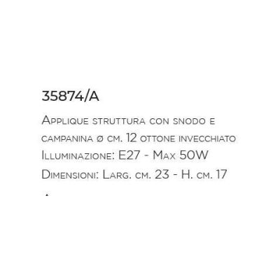 APPLIQUE RUSTICA IN OTTONE INVECCHIATO CON SNODO MADE IN ITALY DELLA IMAS IMAS - Cristalensi Shop Online