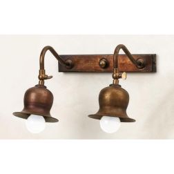 APPLIQUE RUSTICA 2 LUCI IN OTTONE INVECCHIATO CON SNODI MADE IN ITALY DELLA IMAS IMAS - Cristalensi Shop Online