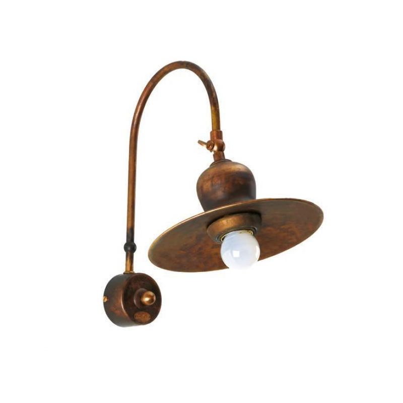 APPLIQUE RUSTICA CON PIATTO IN OTTONE INVECCHIATO CON SNODO MADE IN ITALY DELLA IMAS IMAS - Cristalensi Shop Online