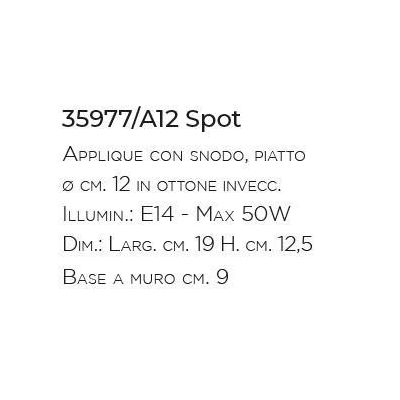 APPLIQUE SPOT IN OTTONE INVECCHIATO CON SNODO RUSTICA MADE IN ITALY DELLA IMAS IMAS - Cristalensi Shop Online