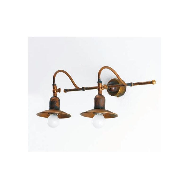 APPLIQUE RUSTICA 2 LUCI CON PIATTI IN OTTONE CON SNODI MADE IN ITALY DELLA IMAS IMAS - Cristalensi Shop Online