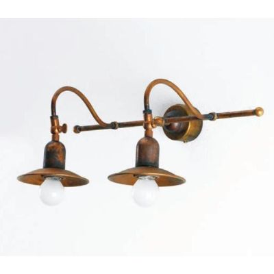 APPLIQUE RUSTICA 2 LUCI CON PIATTI IN OTTONE CON SNODI MADE IN ITALY DELLA IMAS IMAS - Cristalensi Shop Online