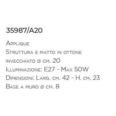 APPLIQUE RUSTICA IN OTTONE INVECCHIATO PIATTO D20 PRODOTTA IN ITALIA DALLA IMAS IMAS - Cristalensi Shop Online