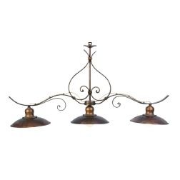LAMPADARIO RUSTICO 3 LUCI IN FERRO BATTUTO CON PIATTI D30 MADE IN ITALY DELLA IMAS IMAS - Cristalensi Shop Online