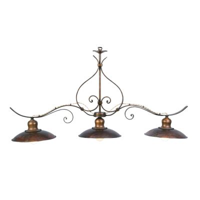 LAMPADARIO RUSTICO 3 LUCI IN FERRO BATTUTO CON PIATTI D30 MADE IN ITALY DELLA IMAS IMAS - Cristalensi Shop Online