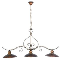 LAMPADARIO RUSTICO 3 LUCI IN FERRO BATTUTO CON PIATTI D30 MADE IN ITALY DELLA IMAS IMAS - Cristalensi Shop Online 2