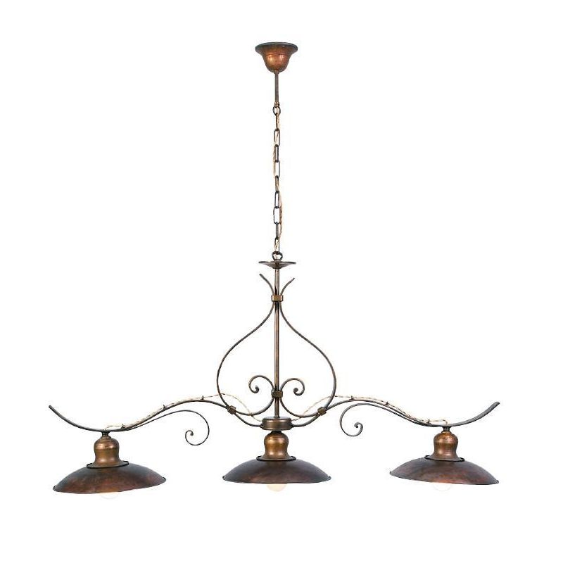 LAMPADARIO RUSTICO 3 LUCI IN FERRO BATTUTO CON PIATTI D30 MADE IN ITALY DELLA IMAS IMAS - Cristalensi Shop Online