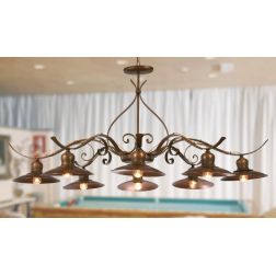 LAMPADARIO RUSTICO 8 LUCI IN FERRO BATTUTO CON PIATTI D25 MADE IN ITALY DELLA IMAS IMAS - Cristalensi Shop Online