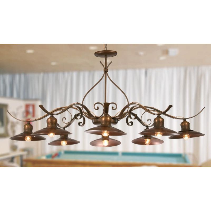 LAMPADARIO RUSTICO 8 LUCI IN FERRO BATTUTO CON PIATTI D25 MADE IN ITALY DELLA IMAS IMAS - Cristalensi Shop Online