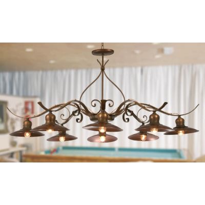 LAMPADARIO RUSTICO 8 LUCI IN FERRO BATTUTO CON PIATTI D25 MADE IN ITALY DELLA IMAS IMAS - Cristalensi Shop Online