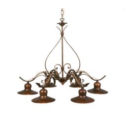 SOSPENSIONE 6 LUCI IN FERRO BATTUTO CON PIATTI D20 MADE IN ITALY DELLA IMAS IMAS - Cristalensi Shop Online