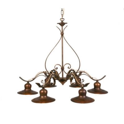 SOSPENSIONE 6 LUCI IN FERRO BATTUTO CON PIATTI D20 MADE IN ITALY DELLA IMAS IMAS - Cristalensi Shop Online