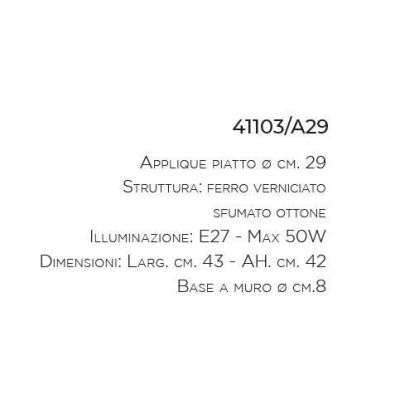 APPLIQUE RUSTICA IN FERRO BATTUTO CON PIATTO D29 MADE IN ITALY DELLA IMAS IMAS - Cristalensi Shop Online