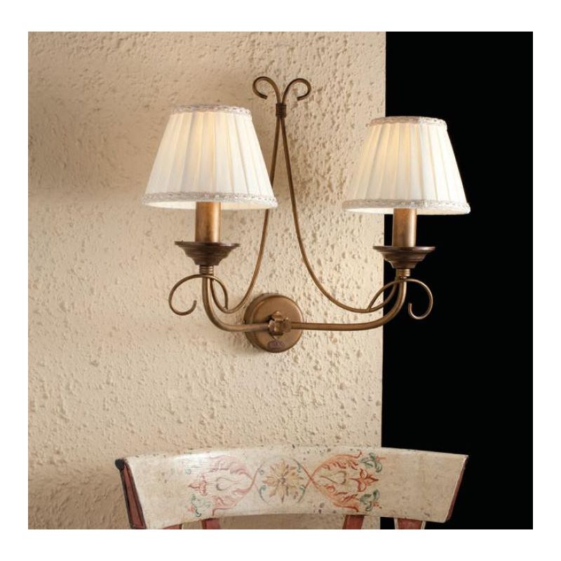 LAMPADA DA PARETE CLASSICA 2 LUCI CON PARALUMI IN FERRO BATTUTO MADE IN ITALY DELLA IMAS IMAS - Cristalensi Shop Online
