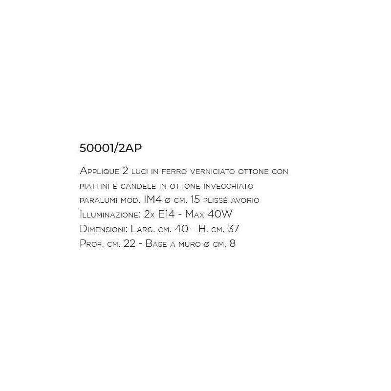 LAMPADA DA PARETE CLASSICA 2 LUCI CON PARALUMI IN FERRO BATTUTO MADE IN ITALY DELLA IMAS IMAS - Cristalensi Shop Online