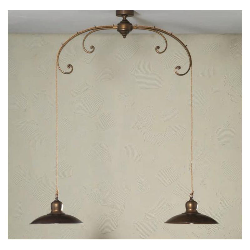 SOSPENSIONE AD ARCO IN FERRO BATTUTO CON 2 LUCI MADE IN ITALY DELLA IMAS IMAS - Cristalensi Shop Online