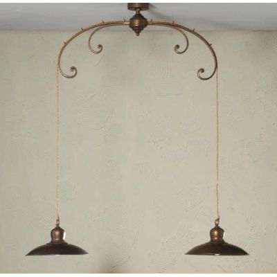 SOSPENSIONE AD ARCO IN FERRO BATTUTO CON 2 LUCI MADE IN ITALY DELLA IMAS IMAS - Cristalensi Shop Online