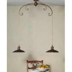 SOSPENSIONE AD ARCO IN FERRO BATTUTO CON 2 LUCI MADE IN ITALY DELLA IMAS IMAS - Cristalensi Shop Online 2